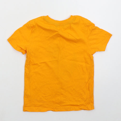 George Boys Orange  Cotton Basic T-Shirt Size 4-5 Years Crew Neck Pullover - D is for Dino