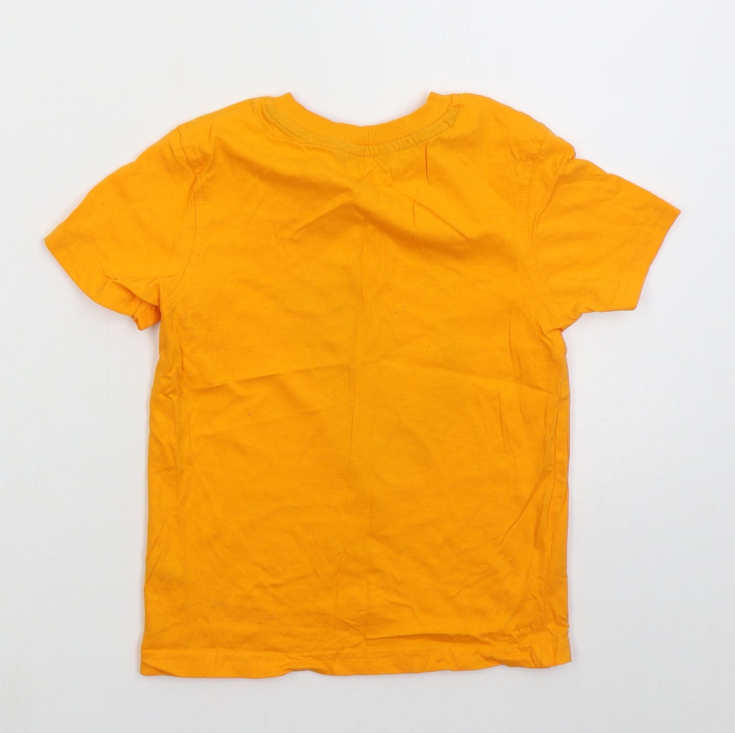 George Boys Orange  Cotton Basic T-Shirt Size 4-5 Years Crew Neck Pullover - D is for Dino