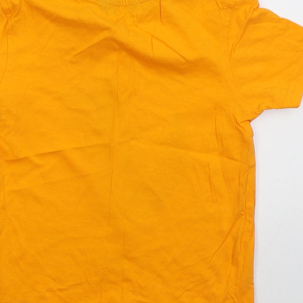 George Boys Orange  Cotton Basic T-Shirt Size 4-5 Years Crew Neck Pullover - D is for Dino