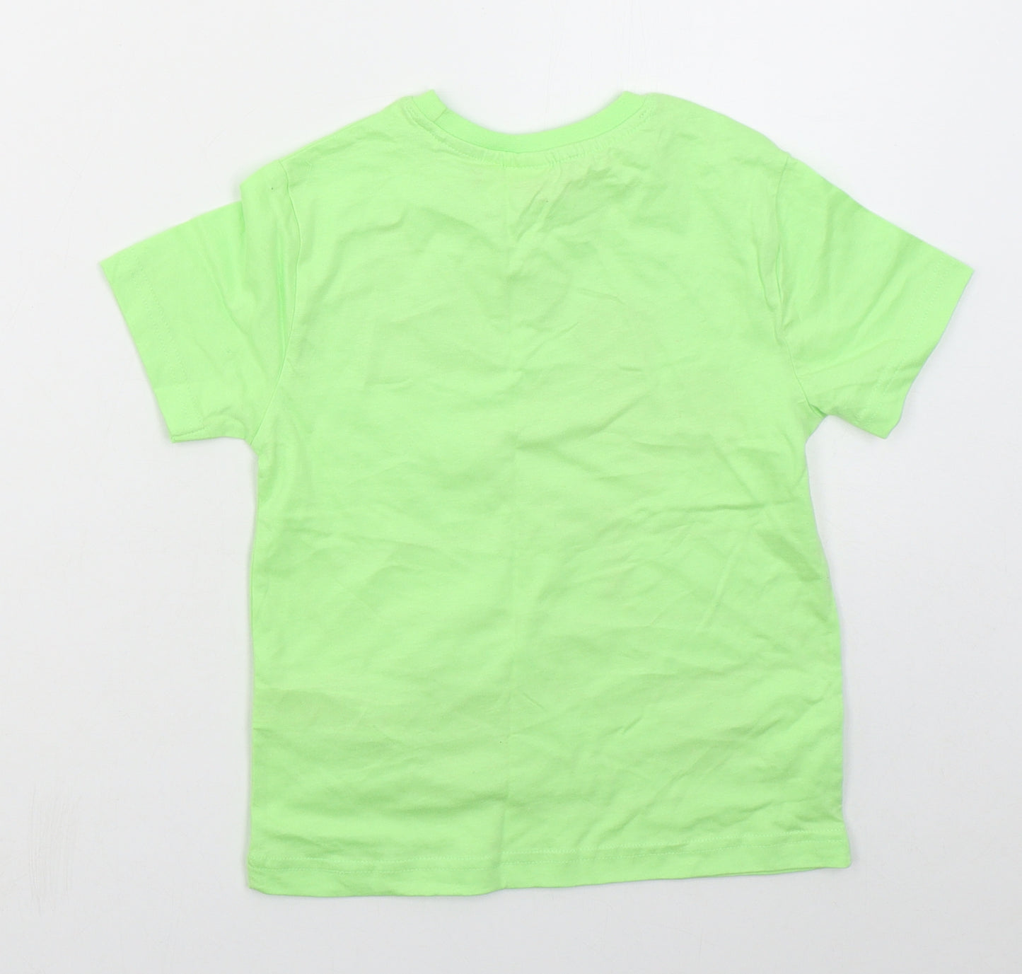 Primark Boys Green  Cotton Basic T-Shirt Size 5-6 Years Crew Neck Pullover - Mickey Mouse Summer Vibes