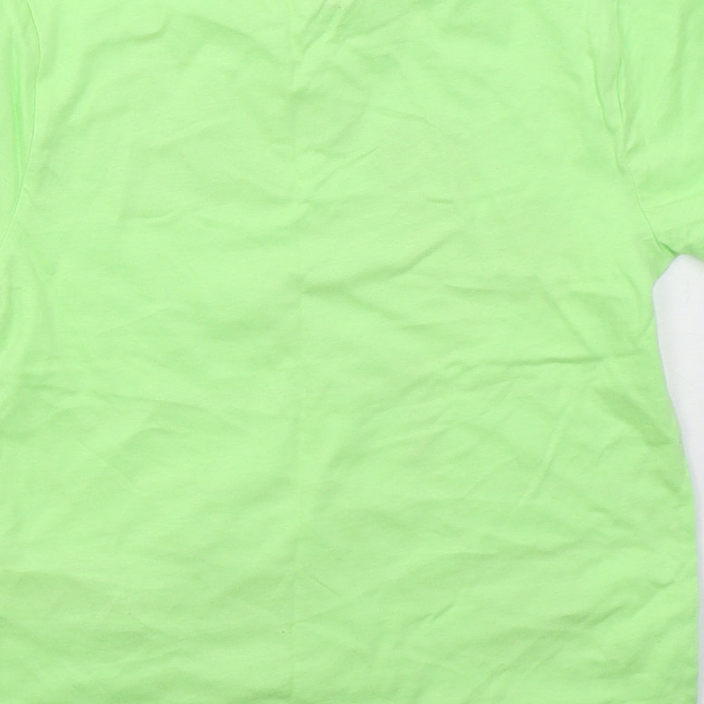 Primark Boys Green  Cotton Basic T-Shirt Size 5-6 Years Crew Neck Pullover - Mickey Mouse Summer Vibes
