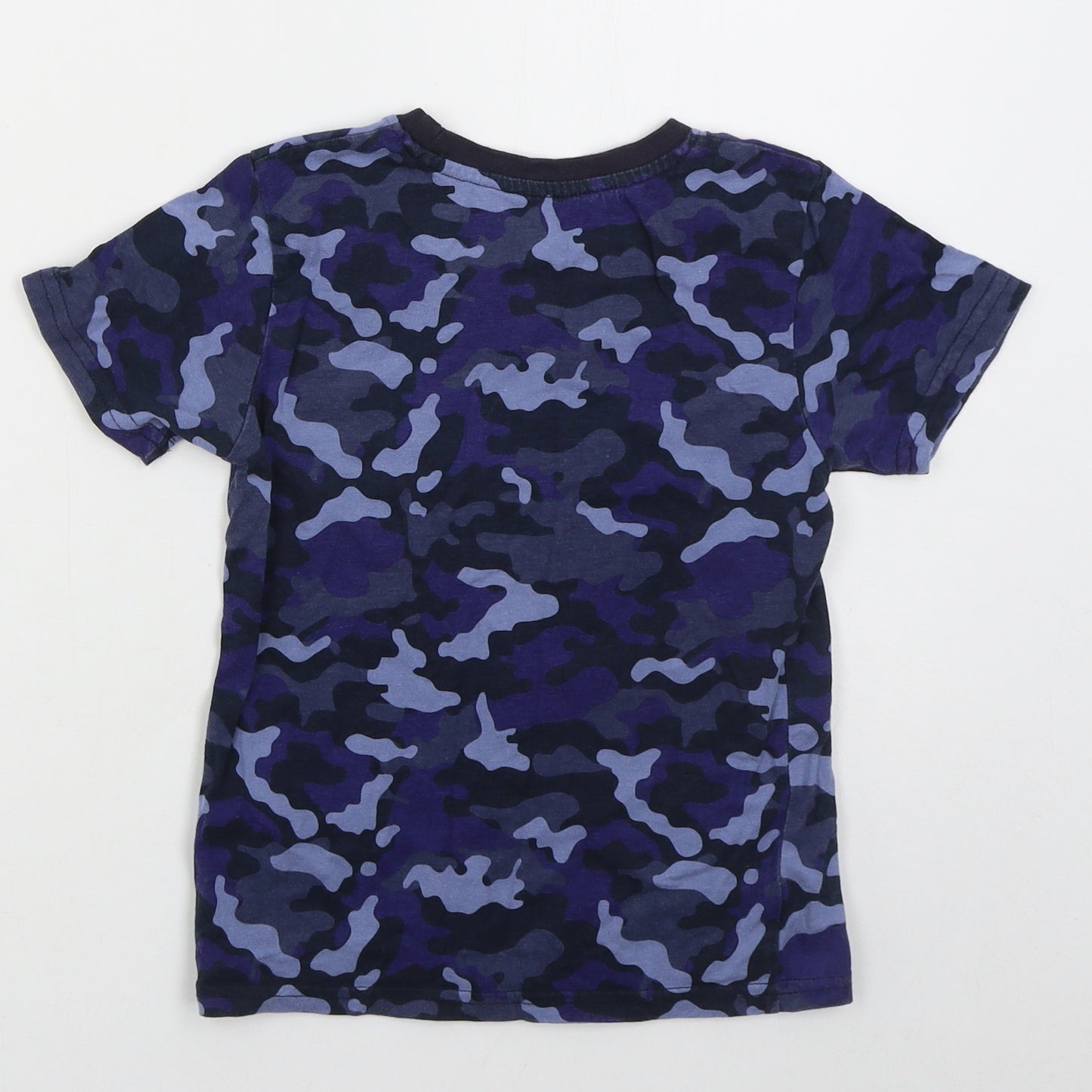 Primark Boys Blue Camouflage Cotton Basic T-Shirt Size 5-6 Years Crew Neck Pullover