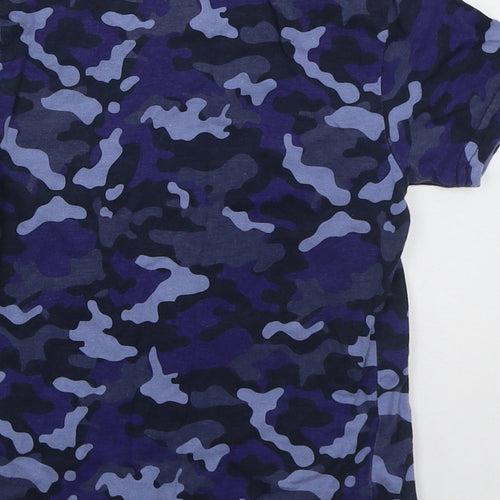 Primark Boys Blue Camouflage Cotton Basic T-Shirt Size 5-6 Years Crew Neck Pullover