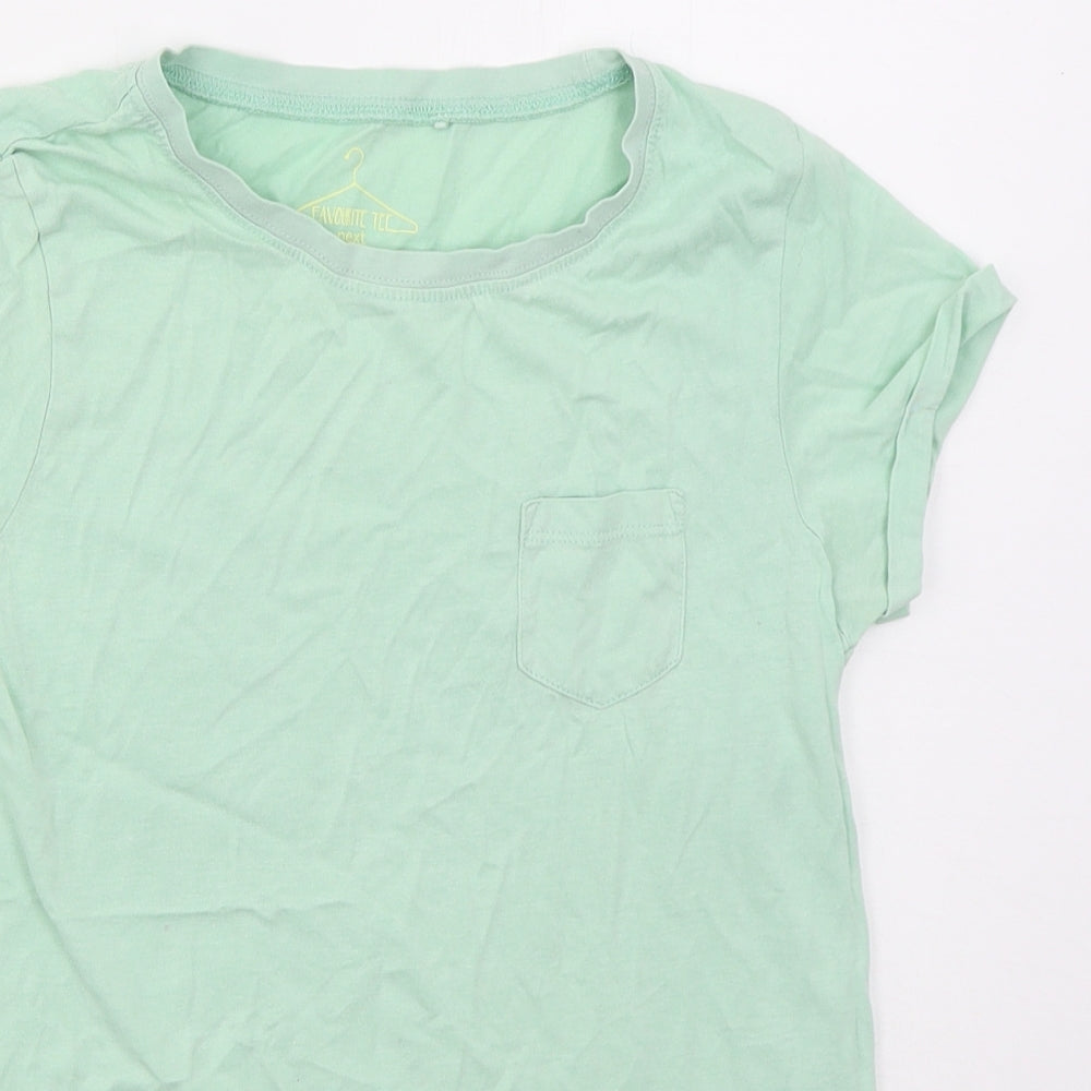 NEXT Girls Green  Cotton Basic T-Shirt Size 12 Years Crew Neck Pullover