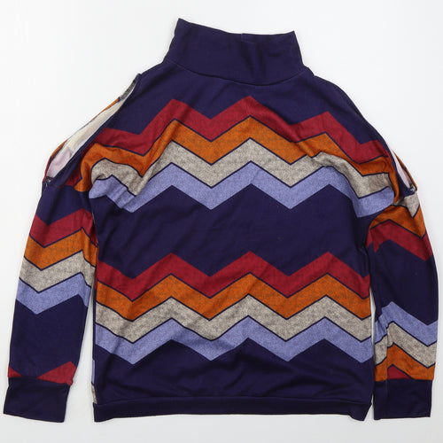 Preworn Womens Blue Geometric Polyester Pullover Sweatshirt Size L  Pullover