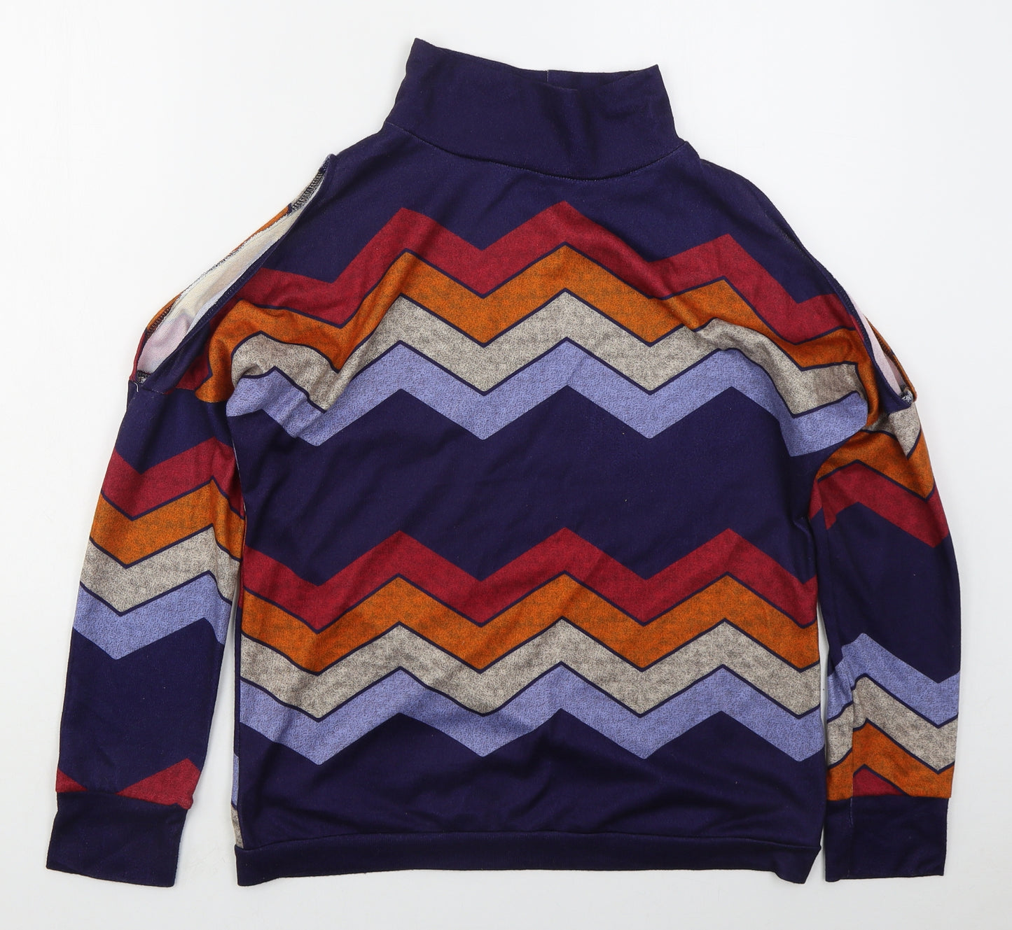 Preworn Womens Blue Geometric Polyester Pullover Sweatshirt Size L  Pullover