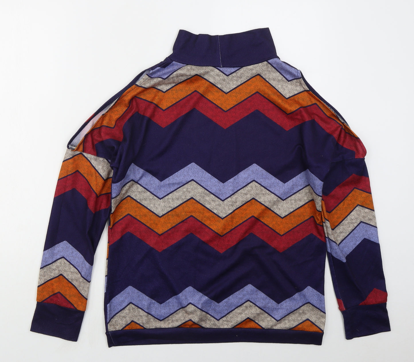 Preworn Womens Blue Geometric Polyester Pullover Sweatshirt Size L  Pullover