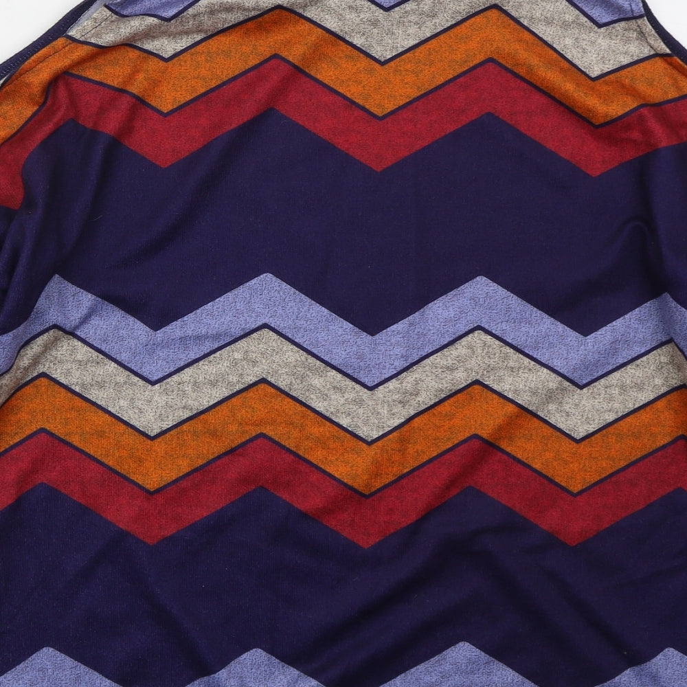 Preworn Womens Blue Geometric Polyester Pullover Sweatshirt Size L  Pullover