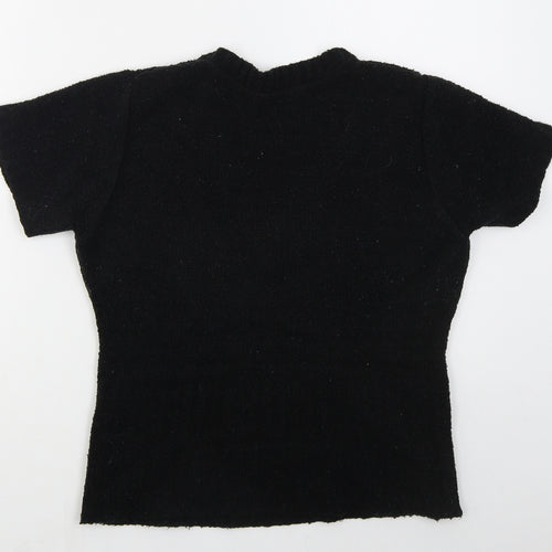 Evie Womens Black V-Neck  Acrylic Pullover Jumper Size 14