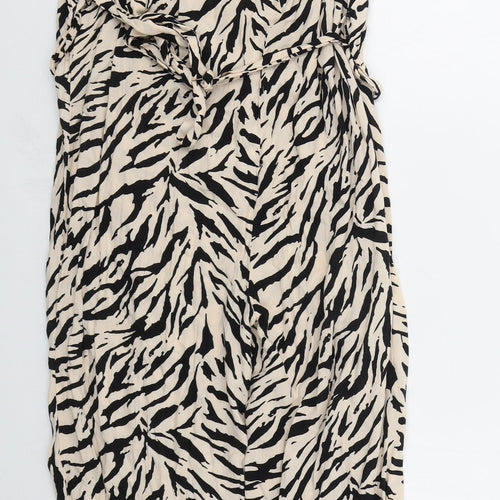 New Look Womens Beige Animal Print Viscose Jumpsuit One-Piece Size 8 L26 in
