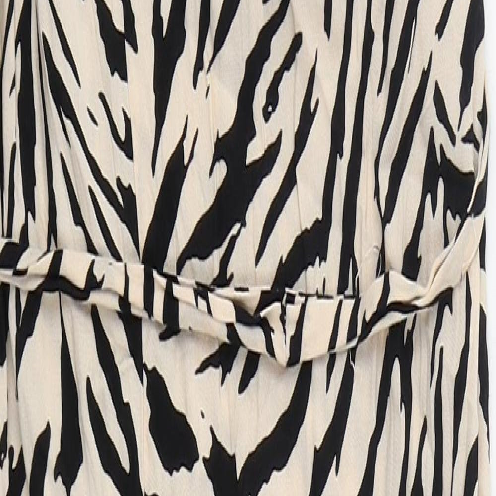 New Look Womens Beige Animal Print Viscose Jumpsuit One-Piece Size 8 L26 in