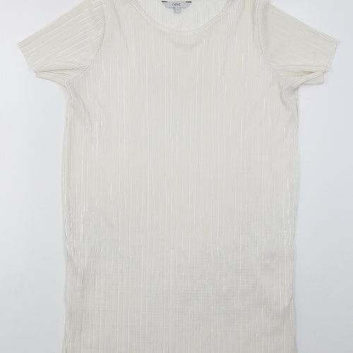 NEXT Womens White  Polyester T-Shirt Dress  Size 10  Round Neck Pullover
