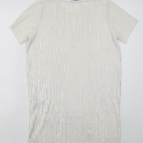 NEXT Womens White  Polyester T-Shirt Dress  Size 10  Round Neck Pullover