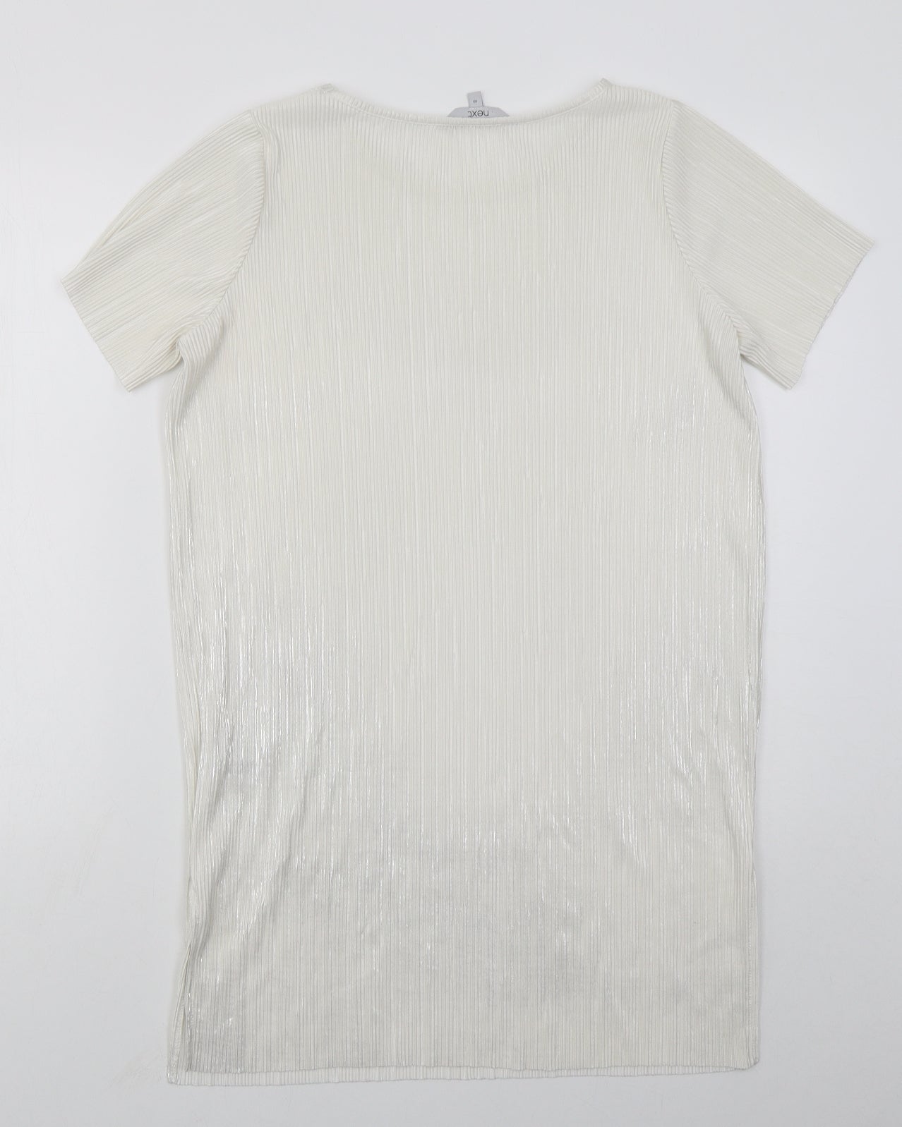 NEXT Womens White  Polyester T-Shirt Dress  Size 10  Round Neck Pullover