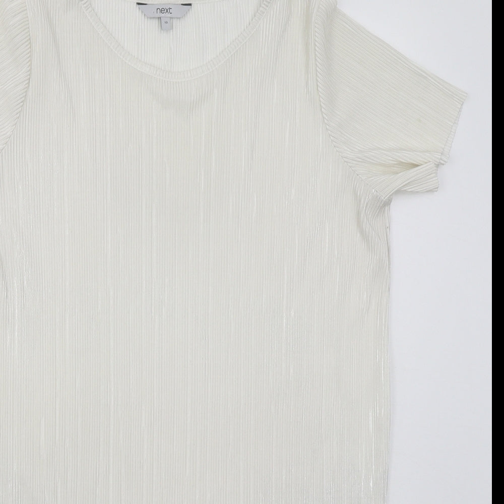 NEXT Womens White  Polyester T-Shirt Dress  Size 10  Round Neck Pullover