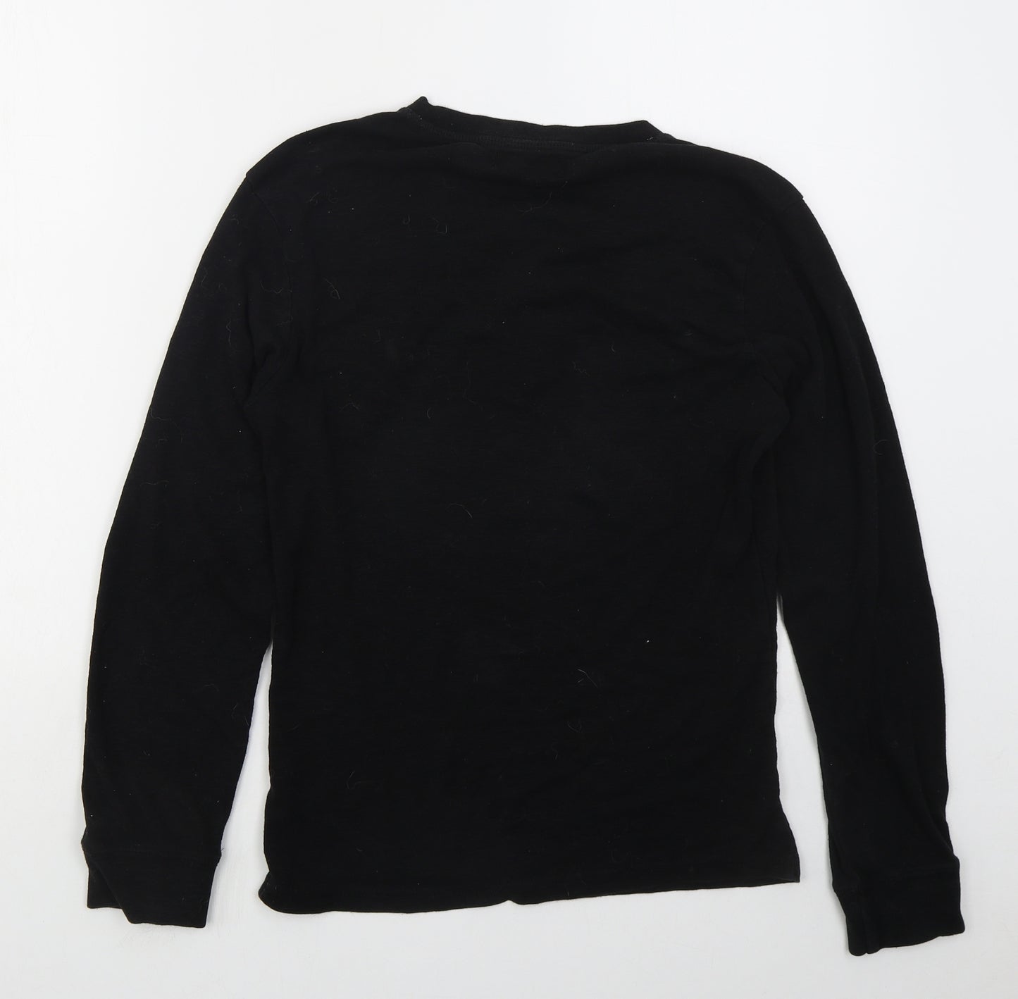 Primark Mens Black  Cotton  T-Shirt Size S Henley