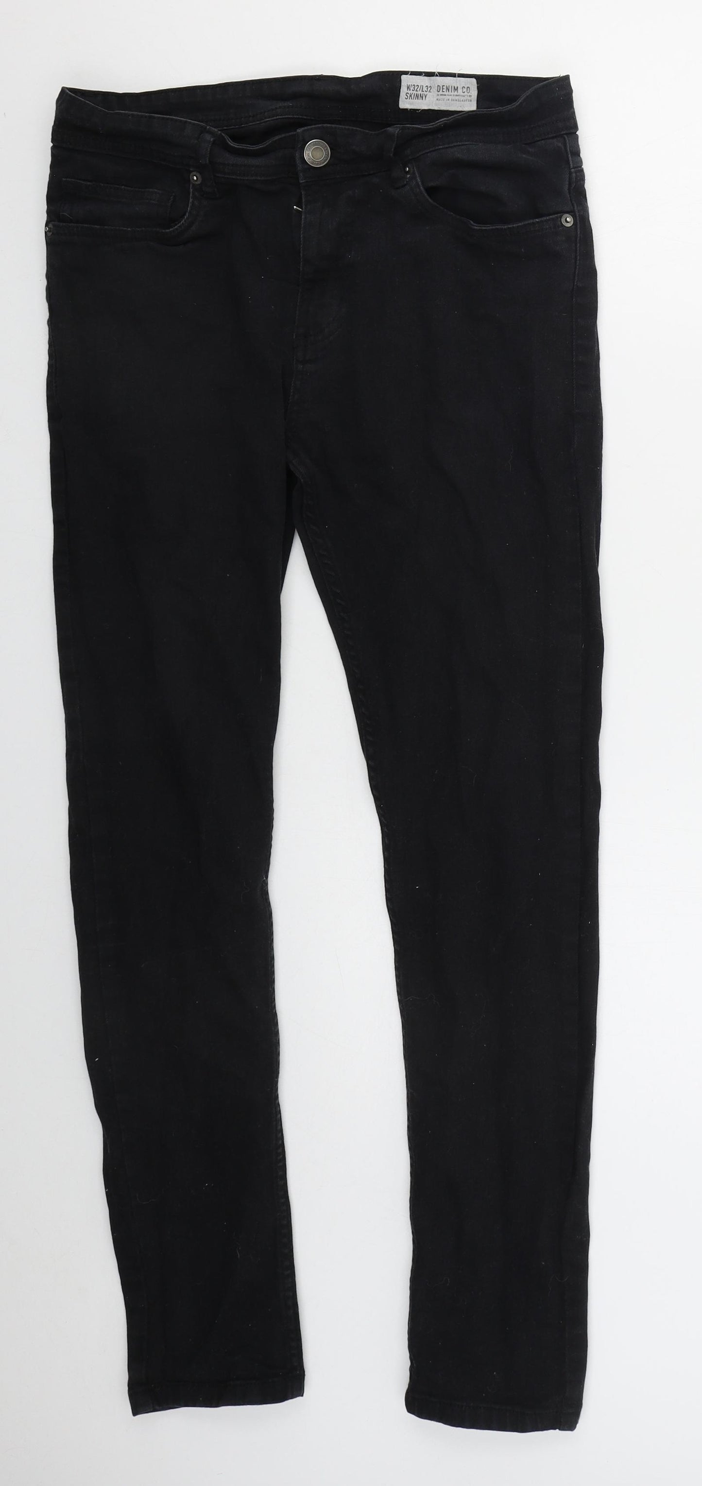 Denim Co Mens Black  Cotton Skinny Jeans Size 32 L32 in Regular Button