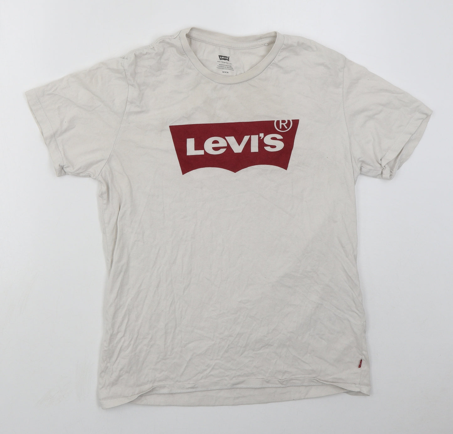 Levi's Mens White  Cotton  T-Shirt Size M Crew Neck
