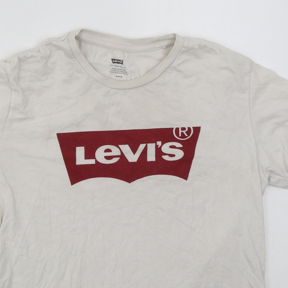 Levi's Mens White  Cotton  T-Shirt Size M Crew Neck