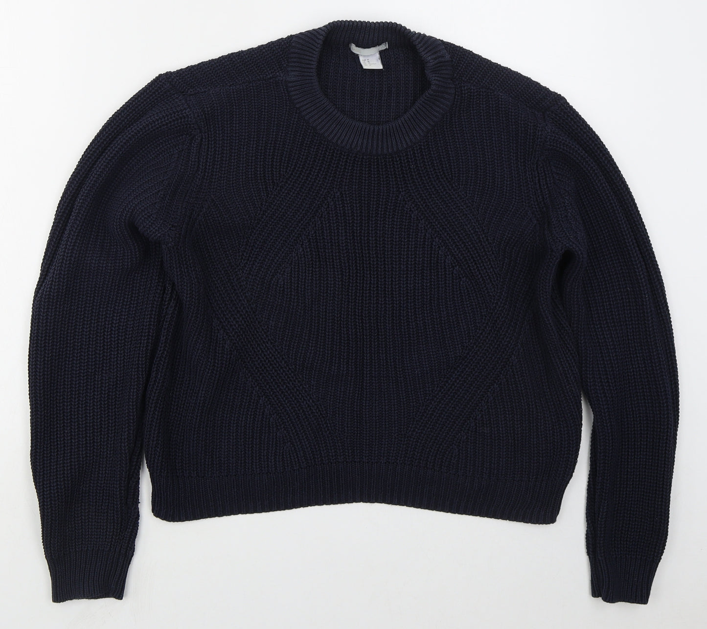 H&M Womens Blue Crew Neck  Acrylic Pullover Jumper Size M