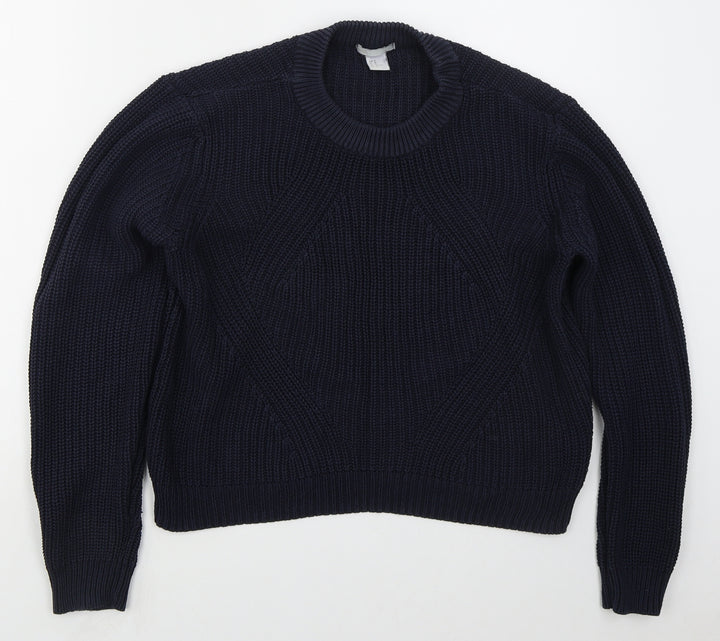 H&M Womens Blue Crew Neck  Acrylic Pullover Jumper Size M