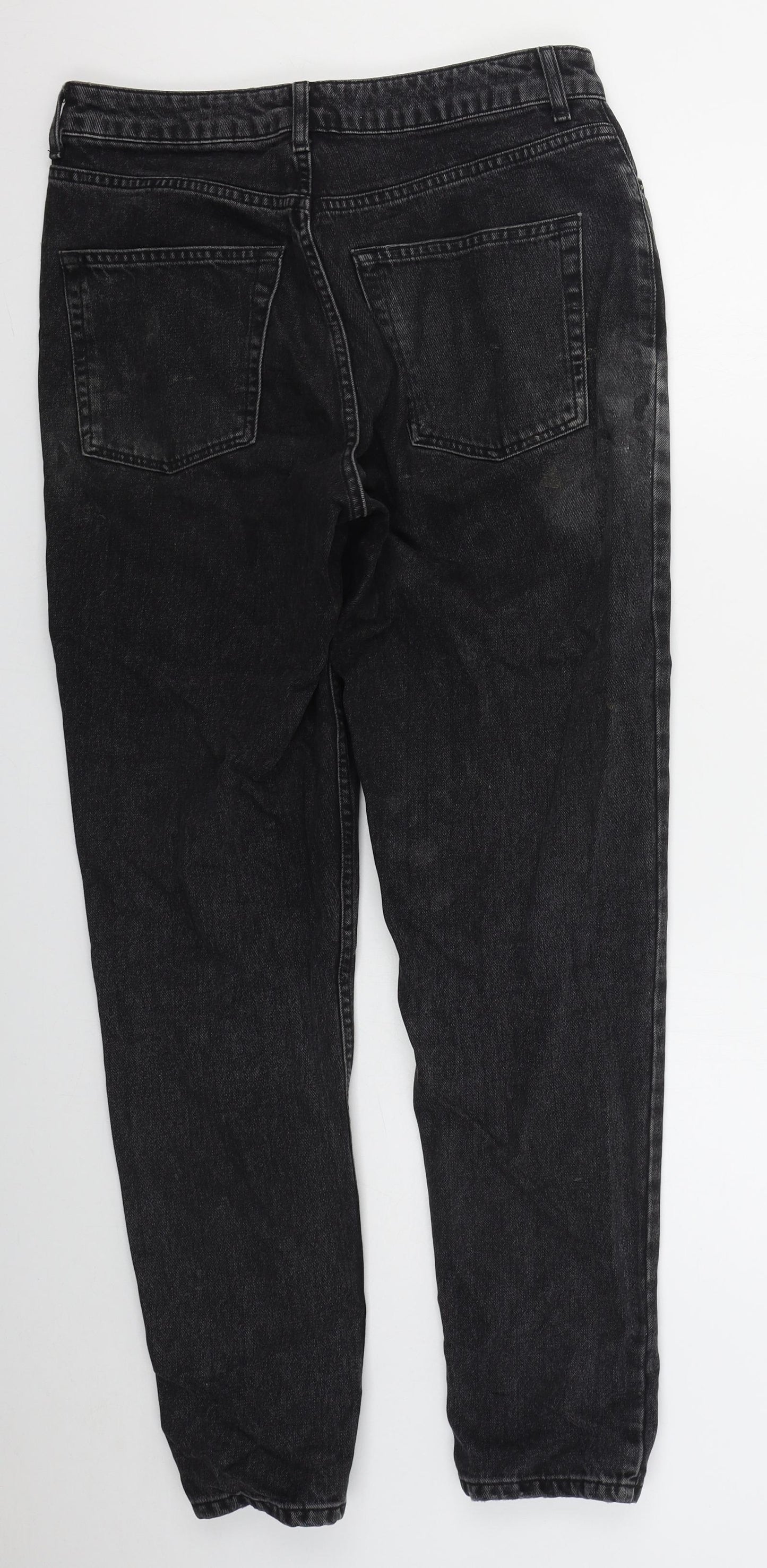 Topshop Womens Black  Cotton Mom Jeans Size 30 in L30 in Regular Button