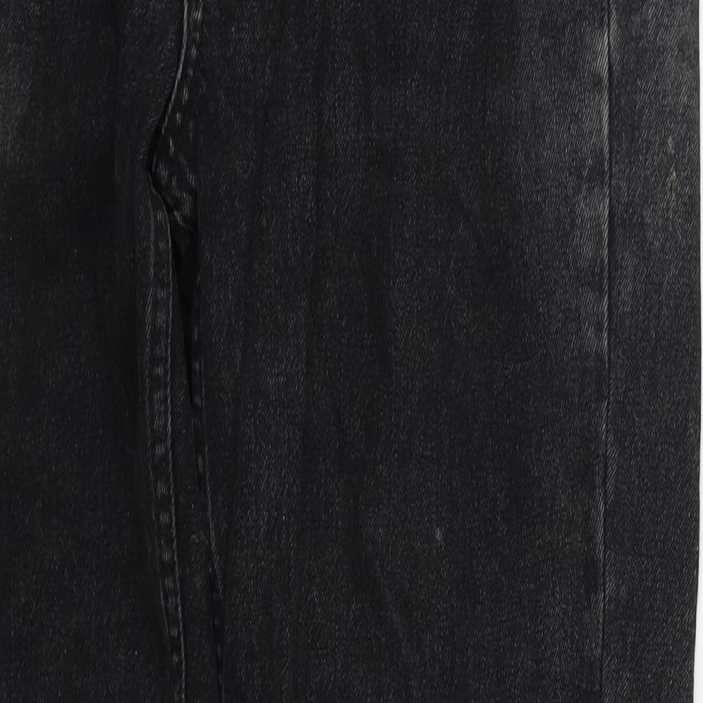 Topshop Womens Black  Cotton Mom Jeans Size 30 in L30 in Regular Button