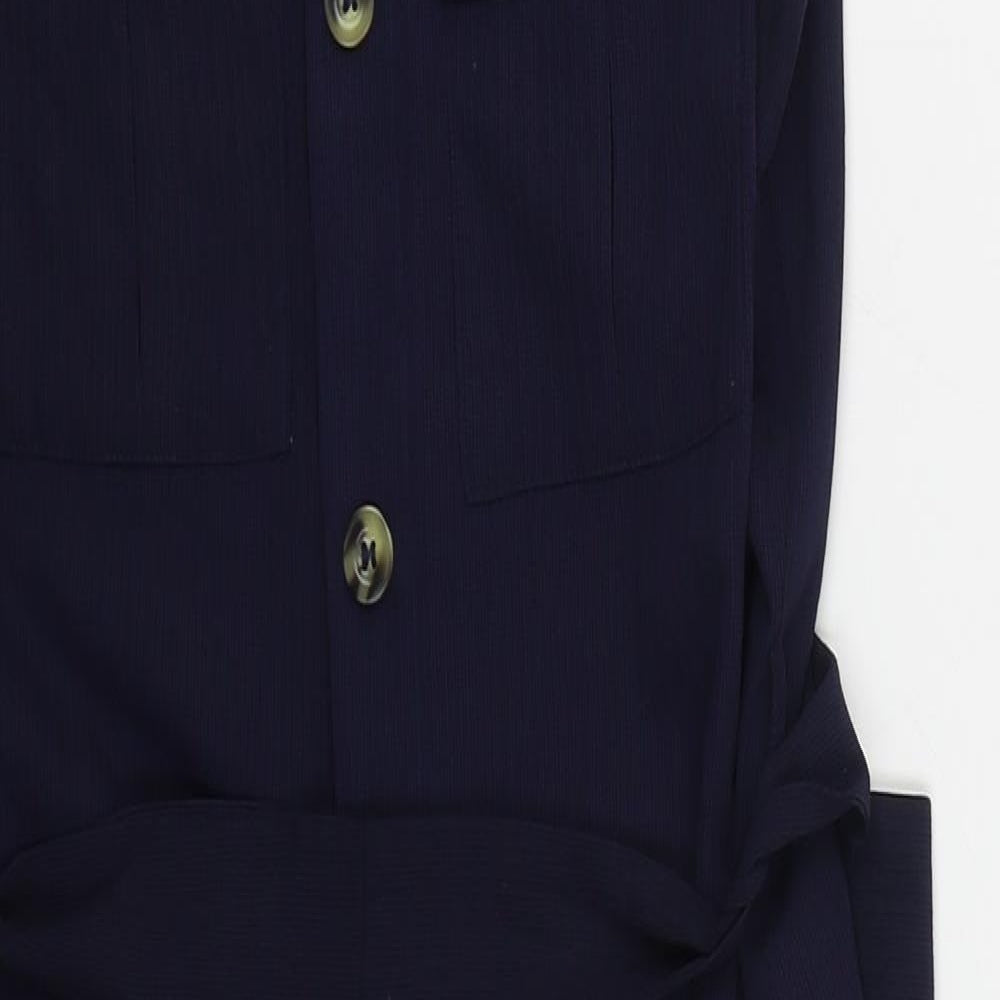 Primark Womens Blue  Polyester A-Line  Size 8  V-Neck Button