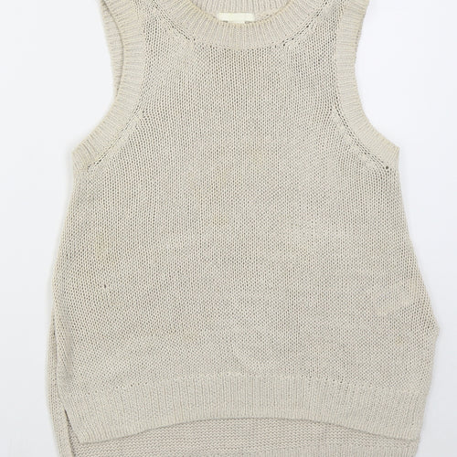 H&M Womens Beige Crew Neck  Acrylic Vest Jumper Size XS
