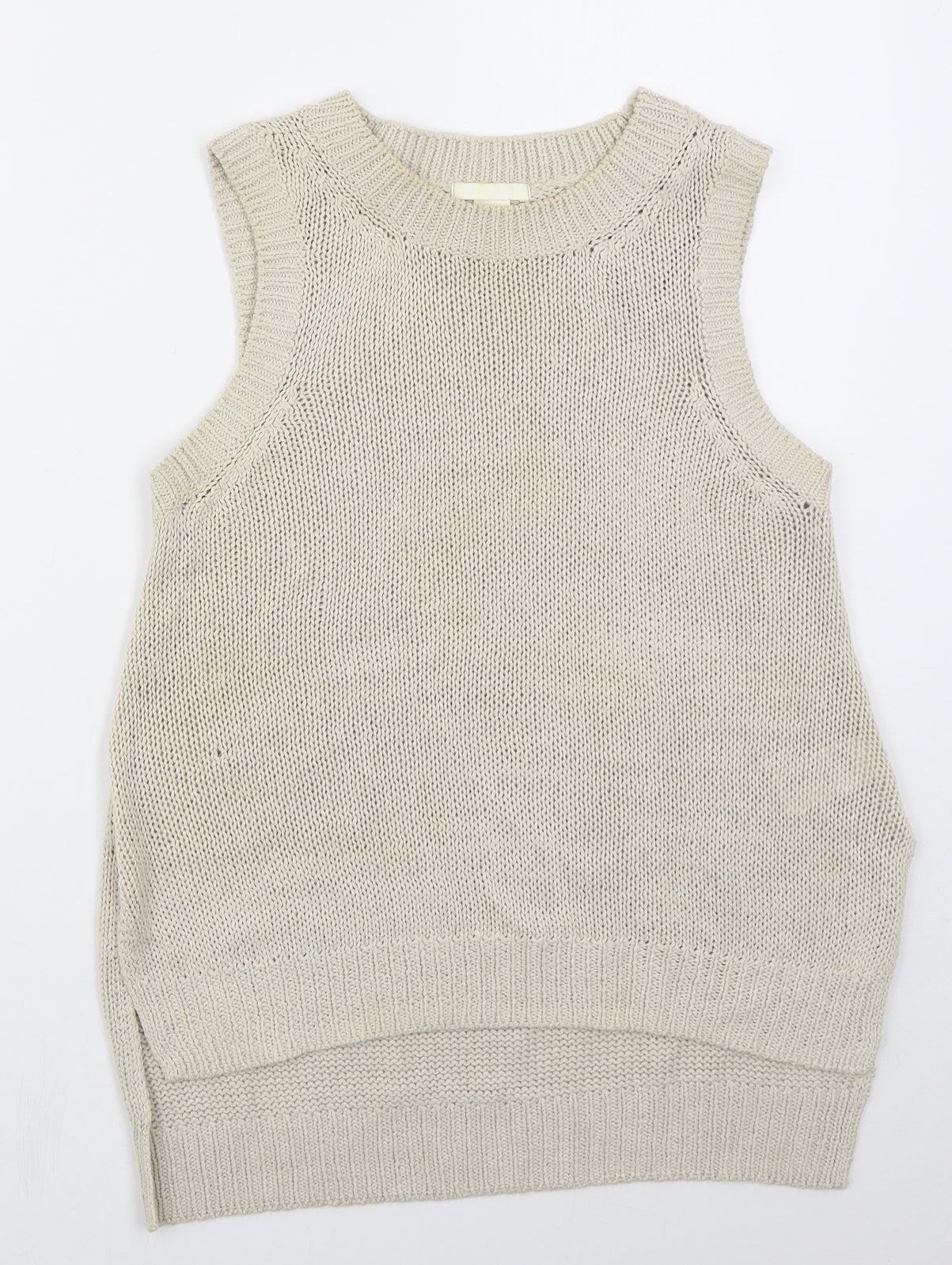 H&M Womens Beige Crew Neck  Acrylic Vest Jumper Size XS