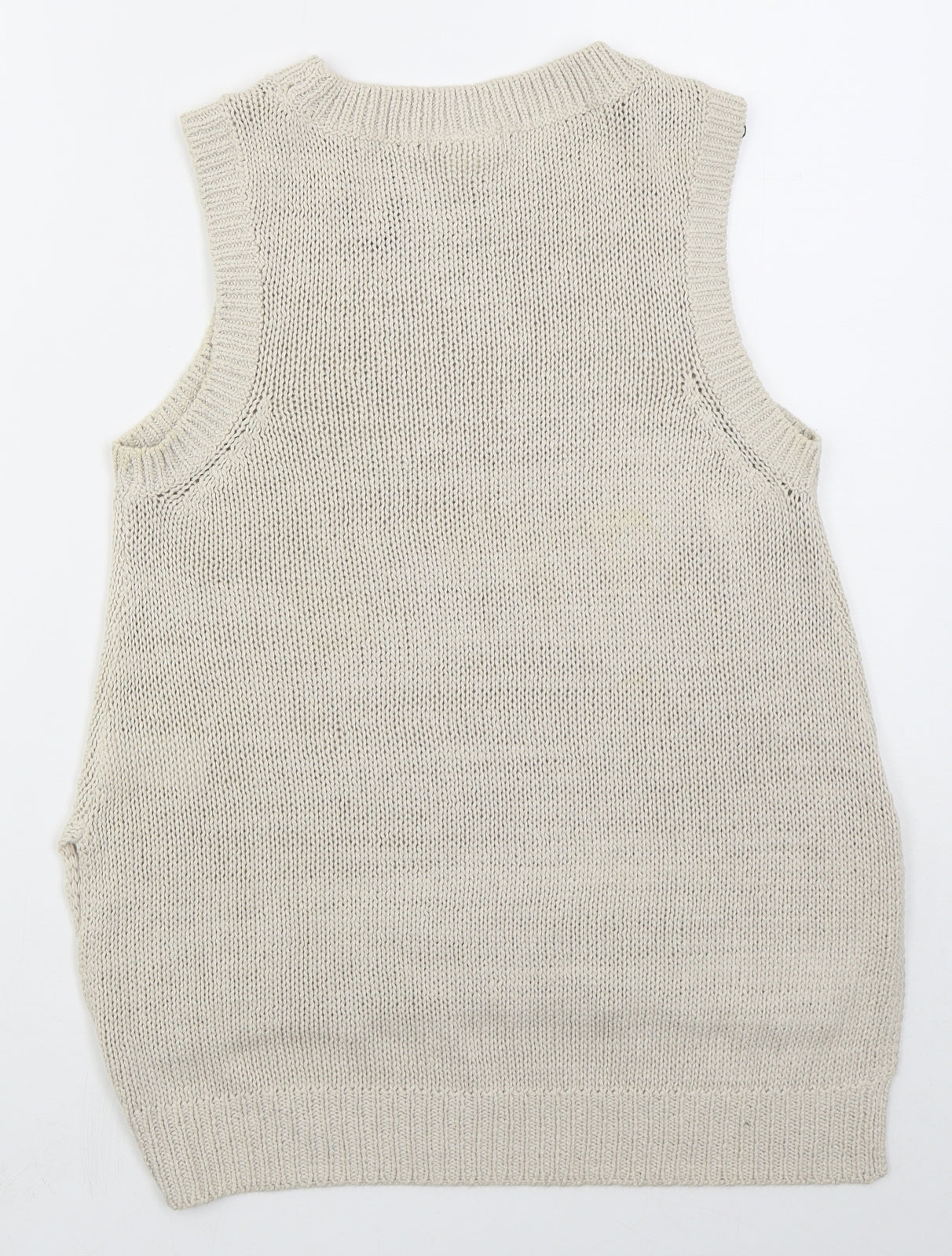 H&M Womens Beige Crew Neck  Acrylic Vest Jumper Size XS