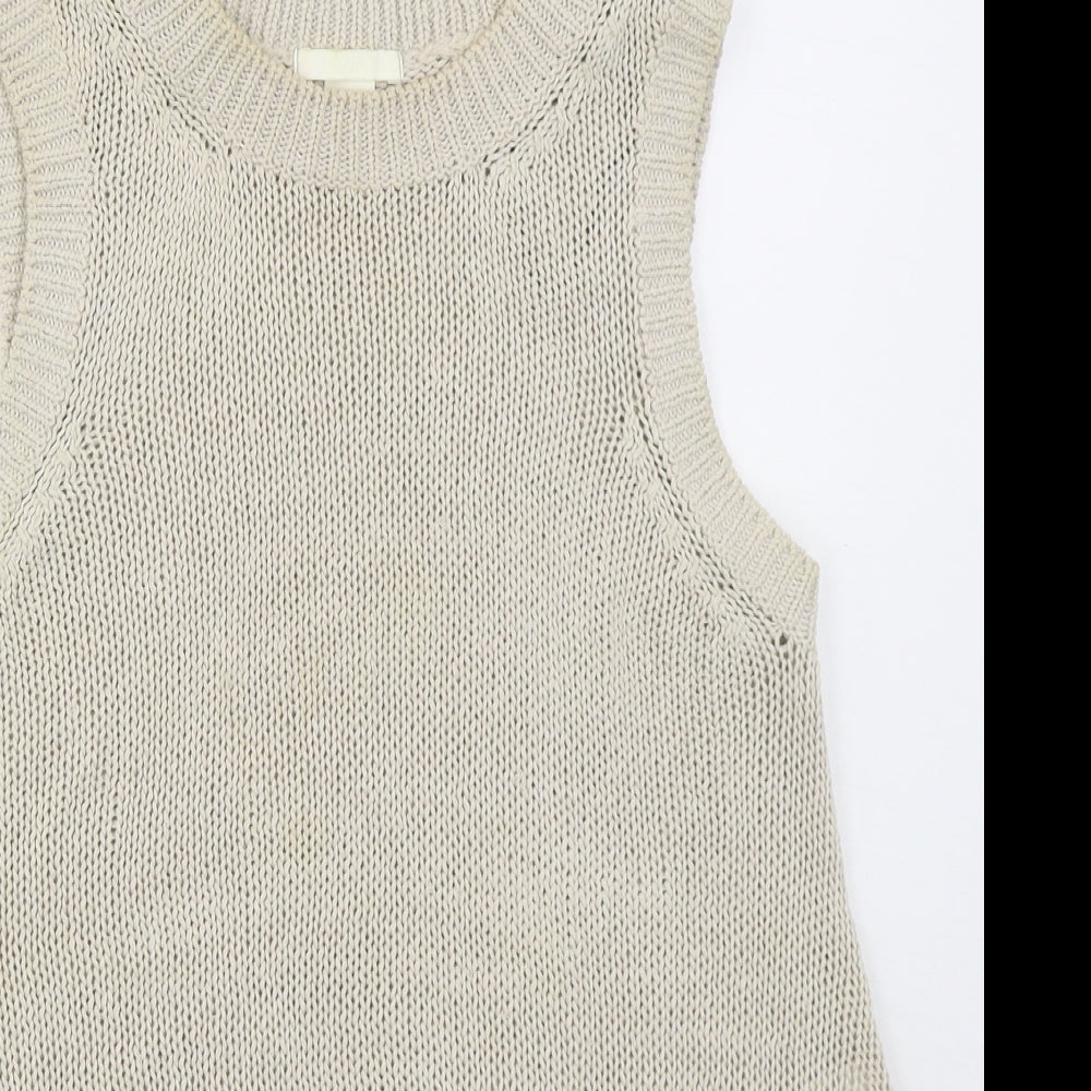 H&M Womens Beige Crew Neck  Acrylic Vest Jumper Size XS