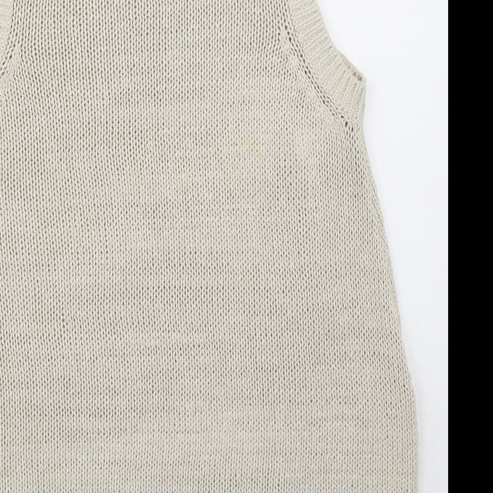 H&M Womens Beige Crew Neck  Acrylic Vest Jumper Size XS