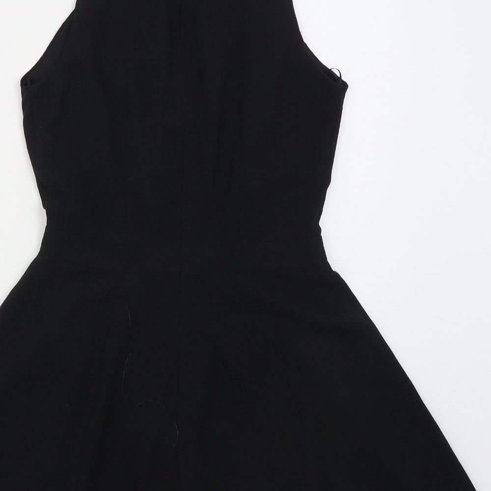 Topshop Womens Black  Polyester Playsuit One-Piece Size 8 L3 in Zip