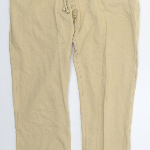 H&M Womens Beige  Cotton Sweatpants Trousers Size S L28 in Regular Drawstring