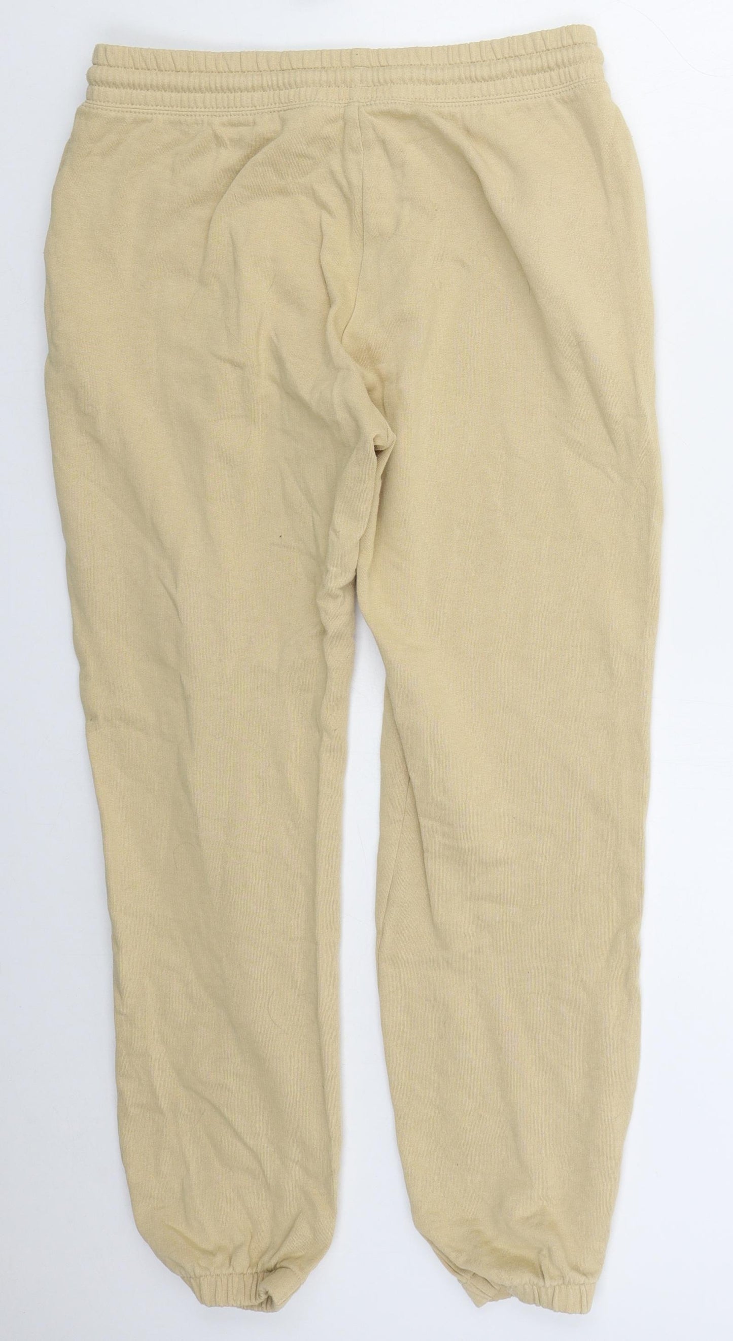H&M Womens Beige  Cotton Sweatpants Trousers Size S L28 in Regular Drawstring