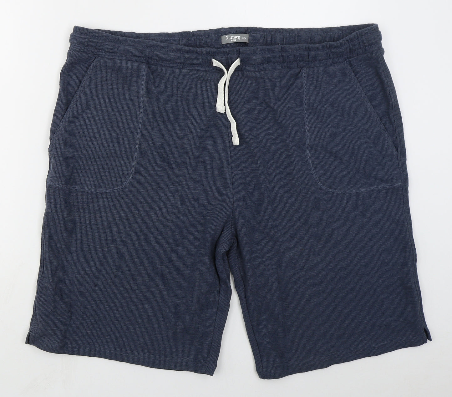 Nutmeg Mens Black  Cotton Sweat Shorts Size 2XL L10 in Regular Drawstring