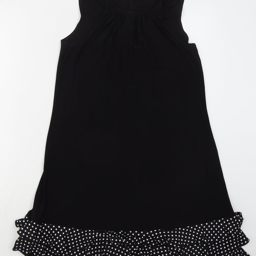 MSK Womens Black Polka Dot Polyester Tank Dress  Size 8  Round Neck Pullover