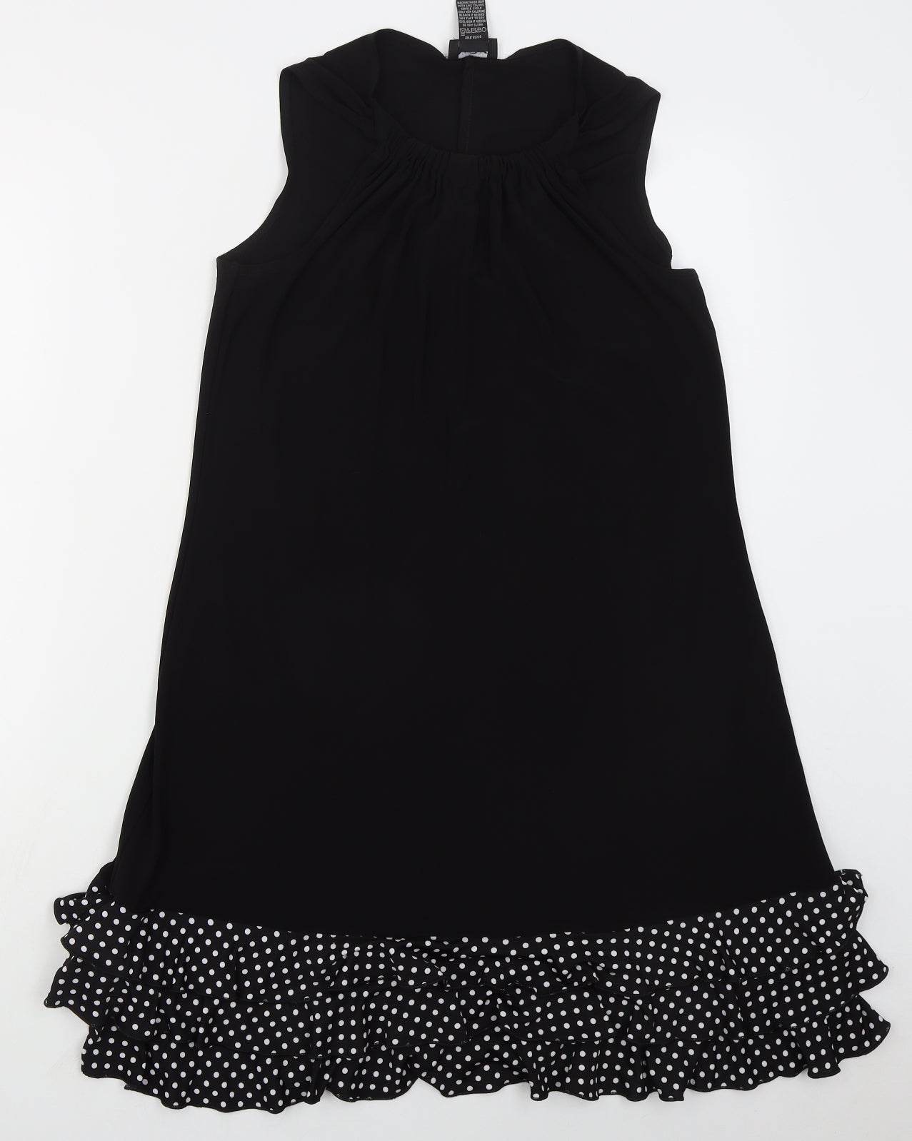 MSK Womens Black Polka Dot Polyester Tank Dress  Size 8  Round Neck Pullover