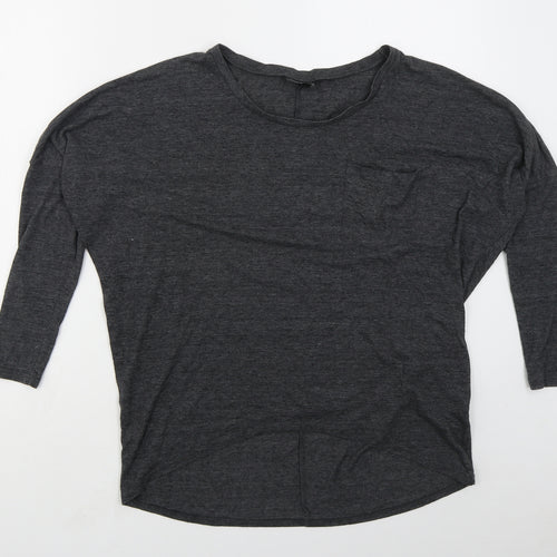 Topshop Womens Grey  Cotton Basic T-Shirt Size 8 Round Neck