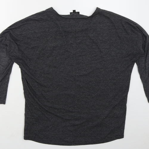 Topshop Womens Grey  Cotton Basic T-Shirt Size 8 Round Neck