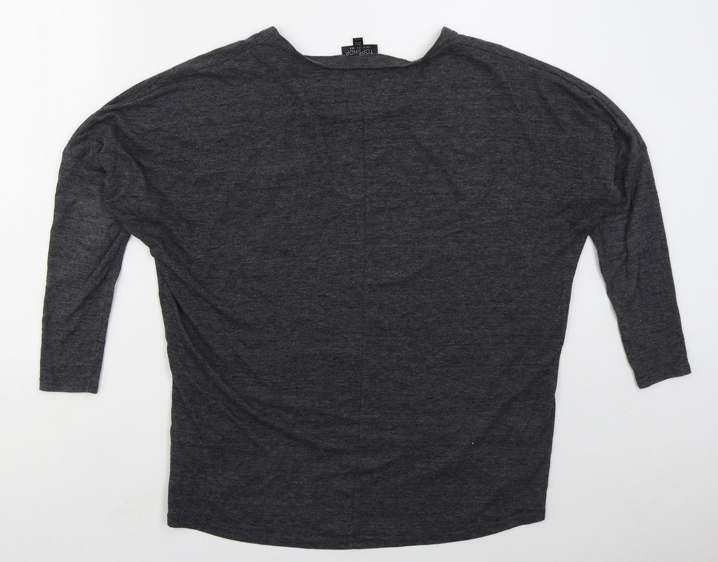 Topshop Womens Grey  Cotton Basic T-Shirt Size 8 Round Neck
