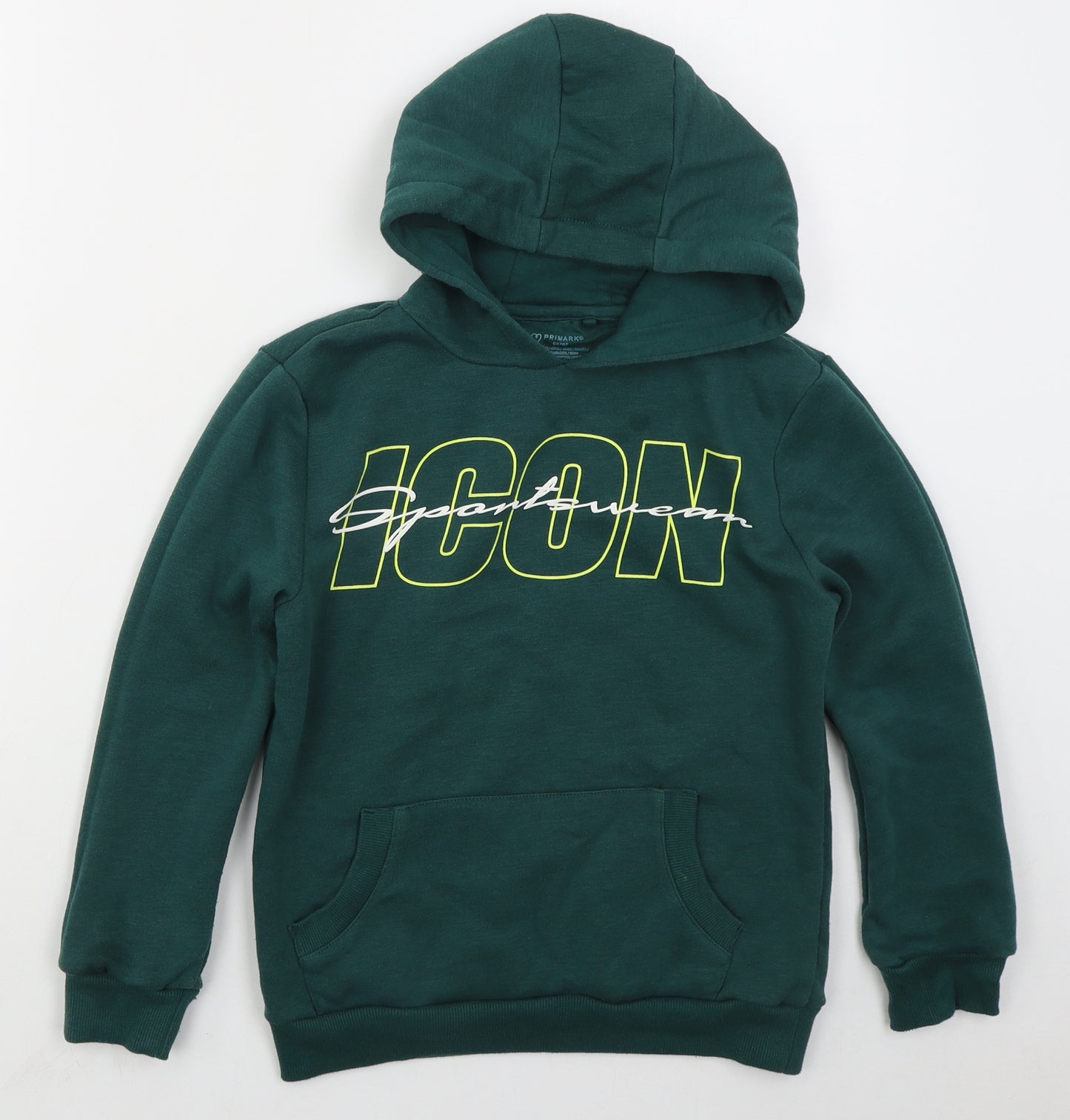 Primark Boys Green  Cotton Pullover Hoodie Size 9-10 Years  Pullover - Icon