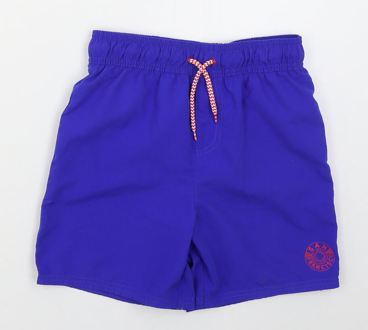 George Boys Blue  Polyester Bermuda Shorts Size 8-9 Years  Regular Drawstring - San Drancisco