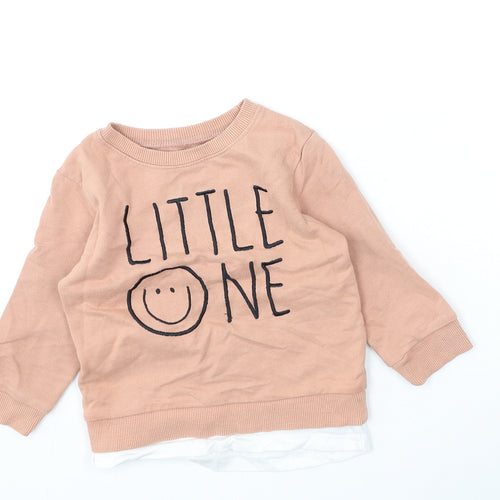 Dunnes Stores Girls Pink  Cotton Pullover Jumper Size 18-24 Months