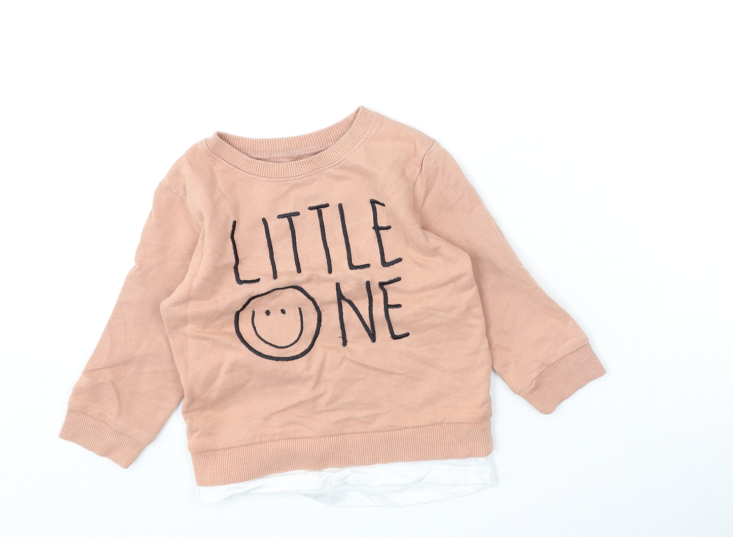 Dunnes Stores Girls Pink  Cotton Pullover Jumper Size 18-24 Months