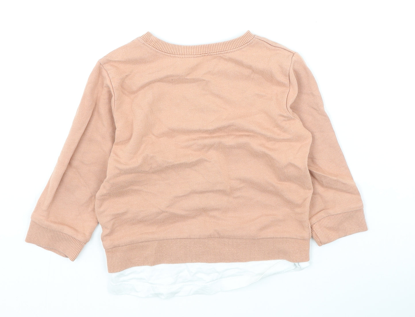 Dunnes Stores Girls Pink  Cotton Pullover Jumper Size 18-24 Months