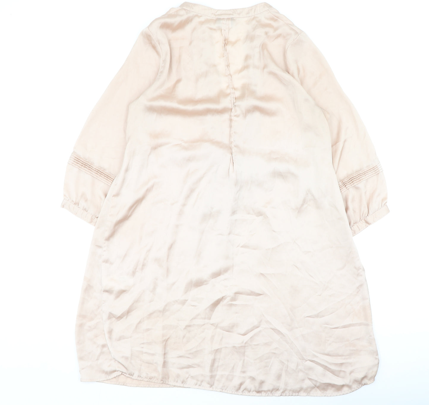 H&M Womens Gold  Polyester Shirt Dress  Size 6  V-Neck