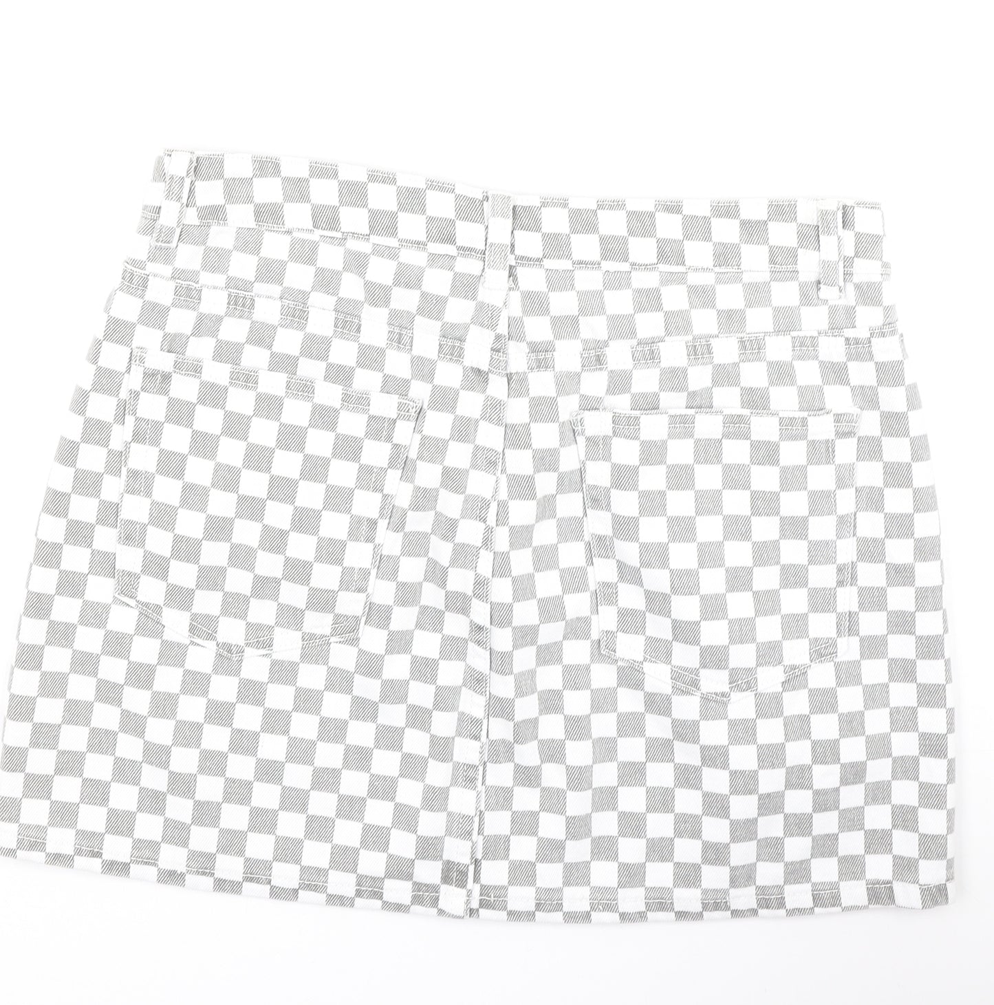 Momokron Womens Grey Check Cotton Mini Skirt Size 12