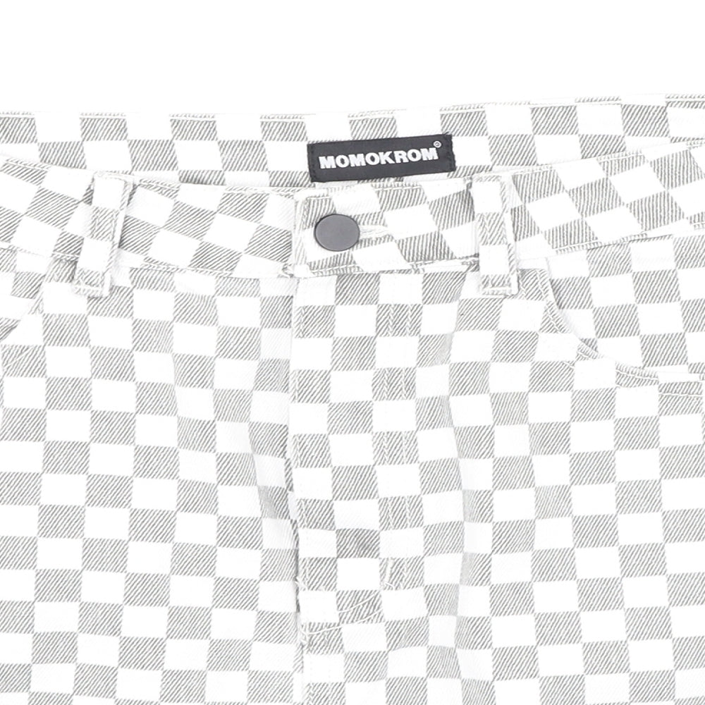 Momokron Womens Grey Check Cotton Mini Skirt Size 12